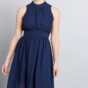 Navy, fit and flare cocktail dress